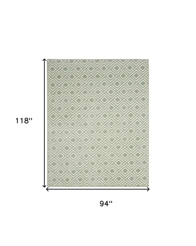 8' X 10' Green Geometric Area Rug