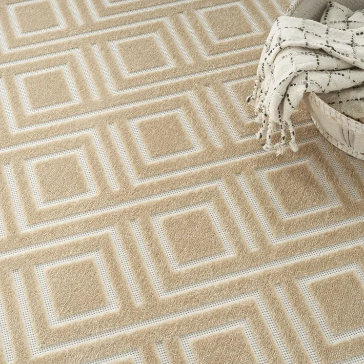8' X 10' Tan Geometric Area Rug