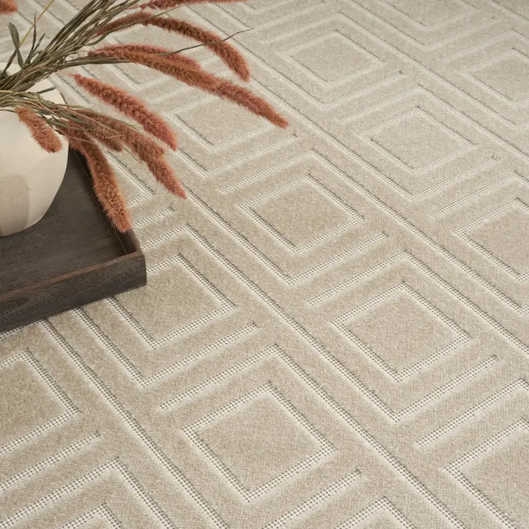 9' X 12' Beige Geometric Area Rug