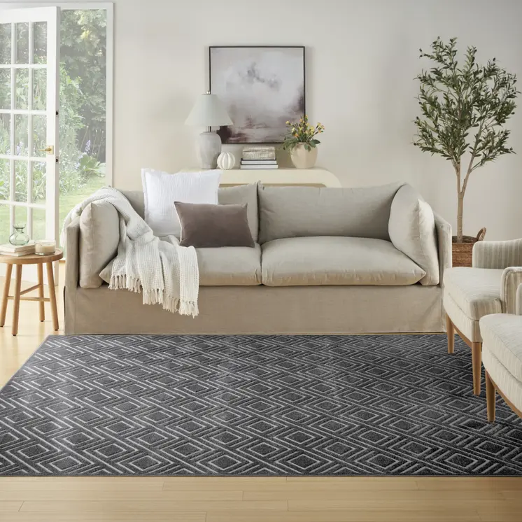 9' X 12' Gray Geometric Area Rug