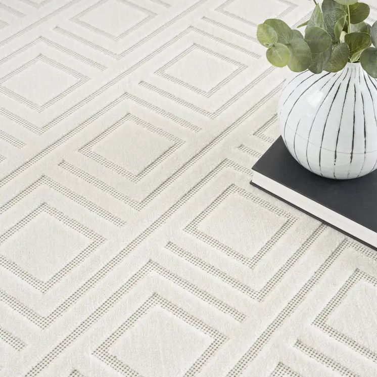 9' X 12' Ivory Geometric Area Rug