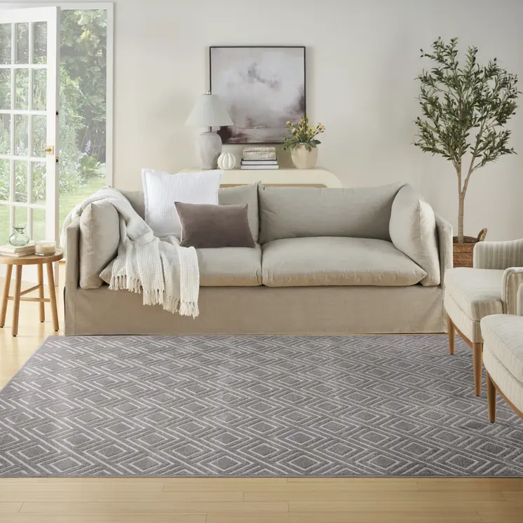 9' X 12' Gray Geometric Area Rug