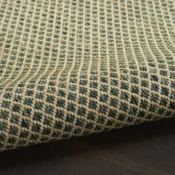 4' X 6' Green And Taupe Geometric Indoor Outdoor Area Rug