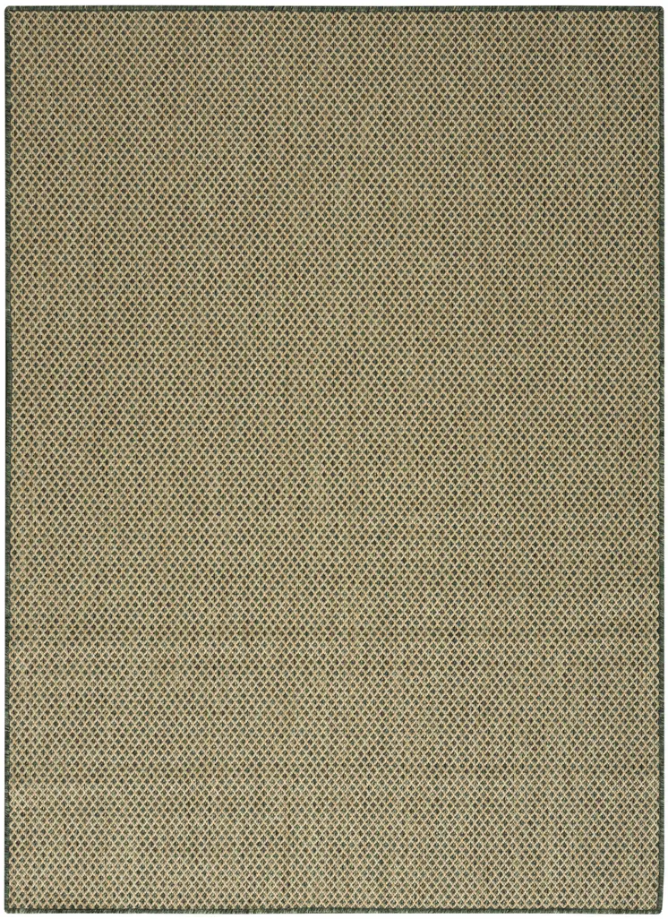 4' X 6' Green And Taupe Geometric Indoor Outdoor Area Rug