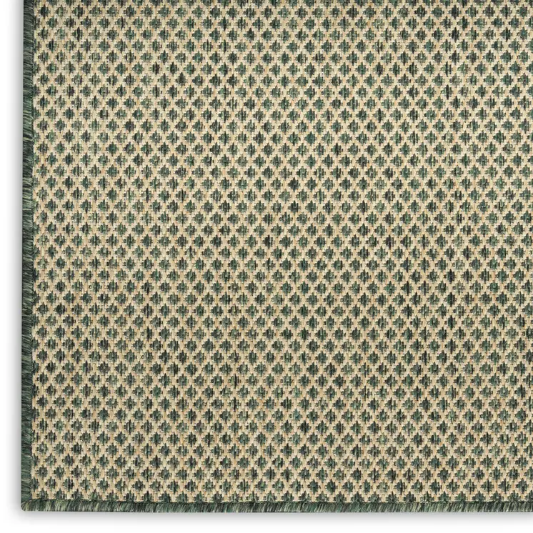 4' X 6' Green And Taupe Geometric Indoor Outdoor Area Rug
