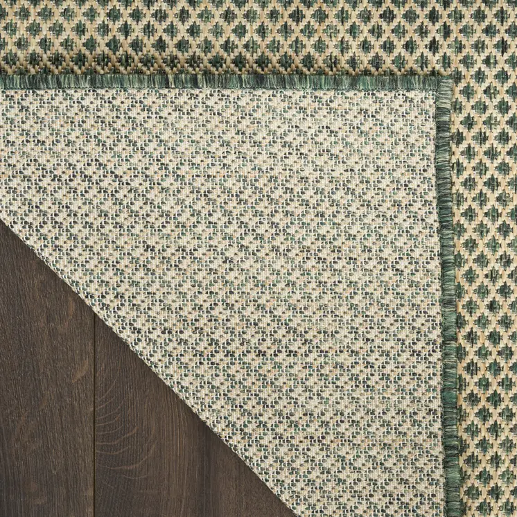 4' X 6' Green And Taupe Geometric Indoor Outdoor Area Rug