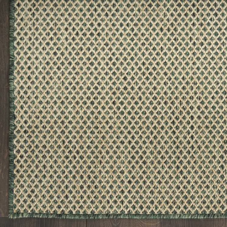 4' X 6' Green And Taupe Geometric Indoor Outdoor Area Rug