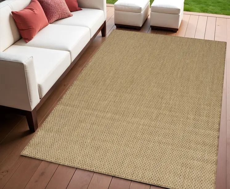 4' X 6' Tan And Brown Geometric Indoor Outdoor Area Rug