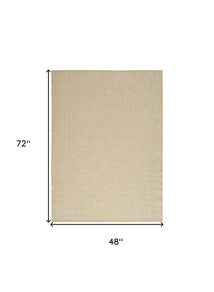 4' X 6' Natural And Ivory Geometric Indoor Outdoor Area Rug