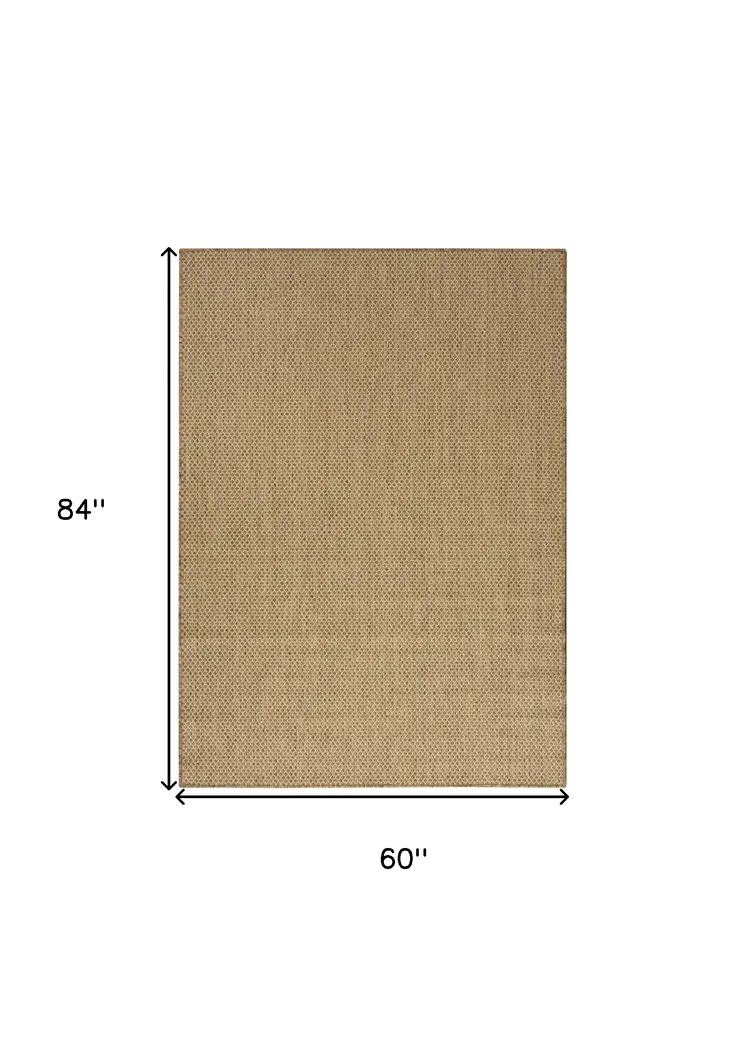 5' X 7' Tan And Brown Geometric Indoor Outdoor Area Rug