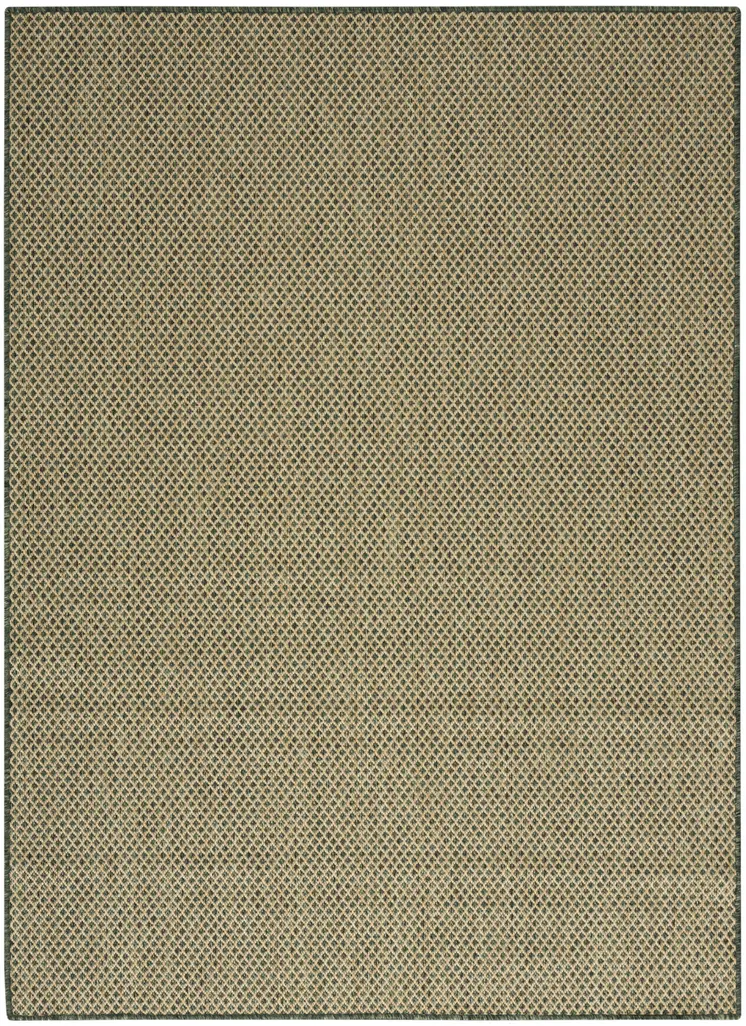 6' X 9' Green And Taupe Geometric Indoor Outdoor Area Rug