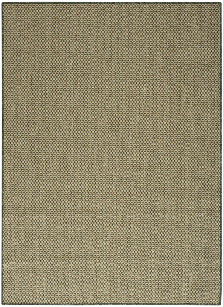6' X 9' Green And Taupe Geometric Indoor Outdoor Area Rug