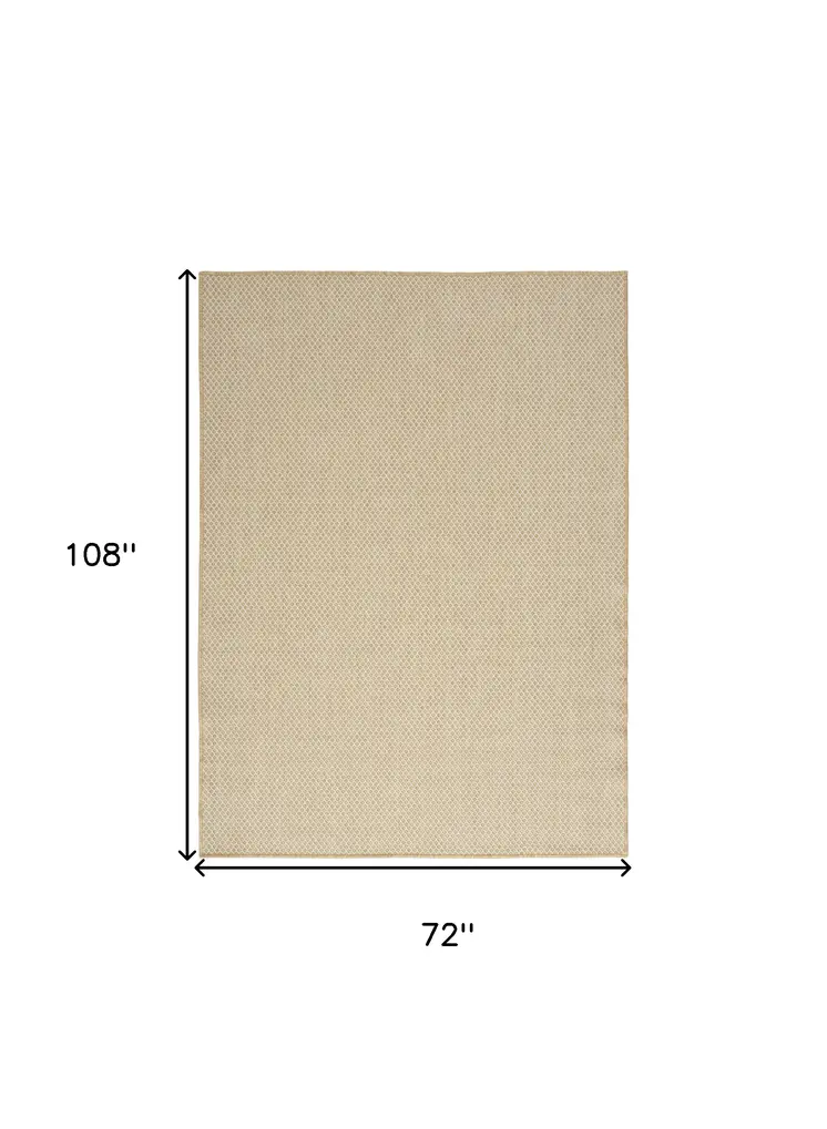 6' X 9' Natural And Ivory Geometric Indoor Outdoor Area Rug