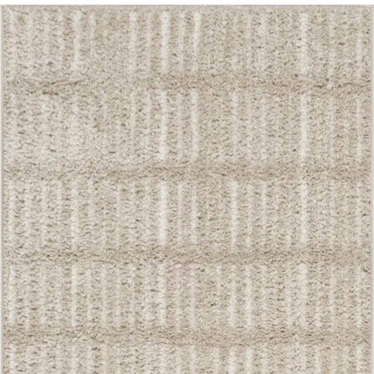 10' Ivory and Gray Geometric Runner Rug