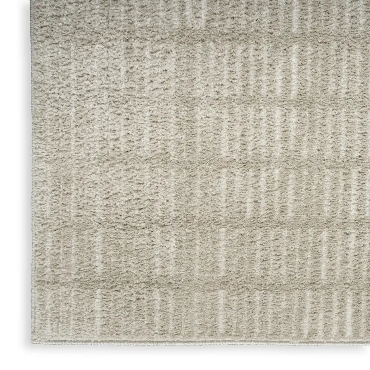 10' Ivory and Gray Geometric Runner Rug