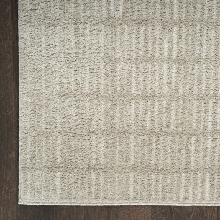 10' Ivory and Gray Geometric Runner Rug