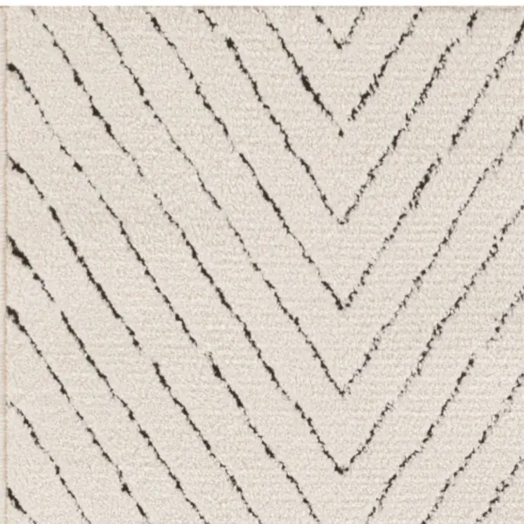 10' Ivory and Black Geometric Runner Rug