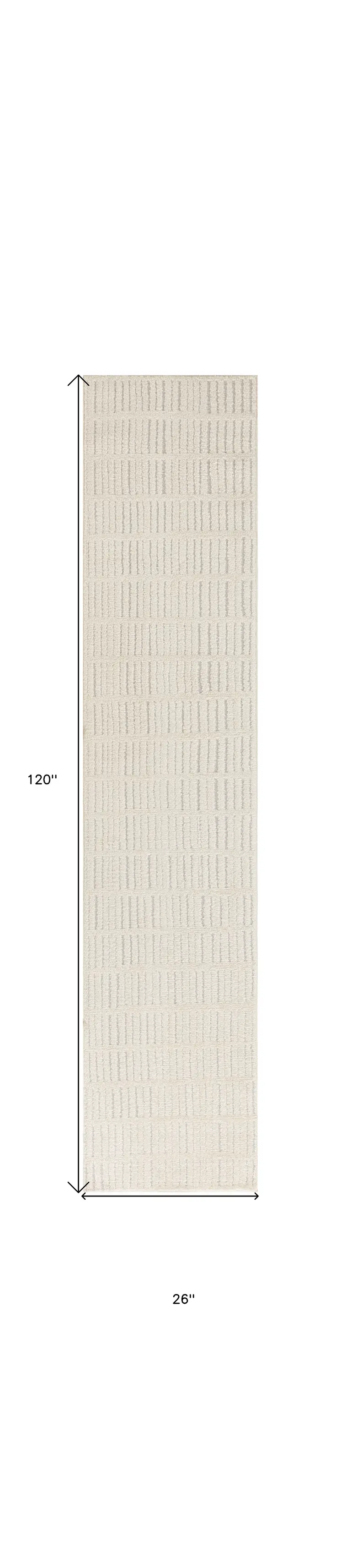 10' Ivory and Gray Geometric Runner Rug