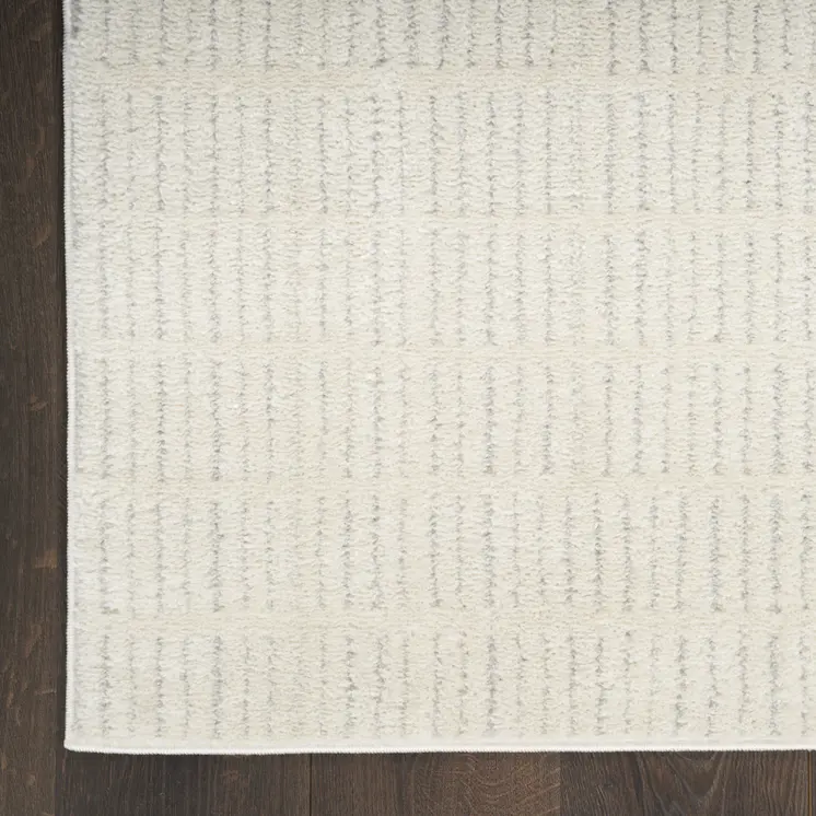 10' Ivory and Gray Geometric Runner Rug
