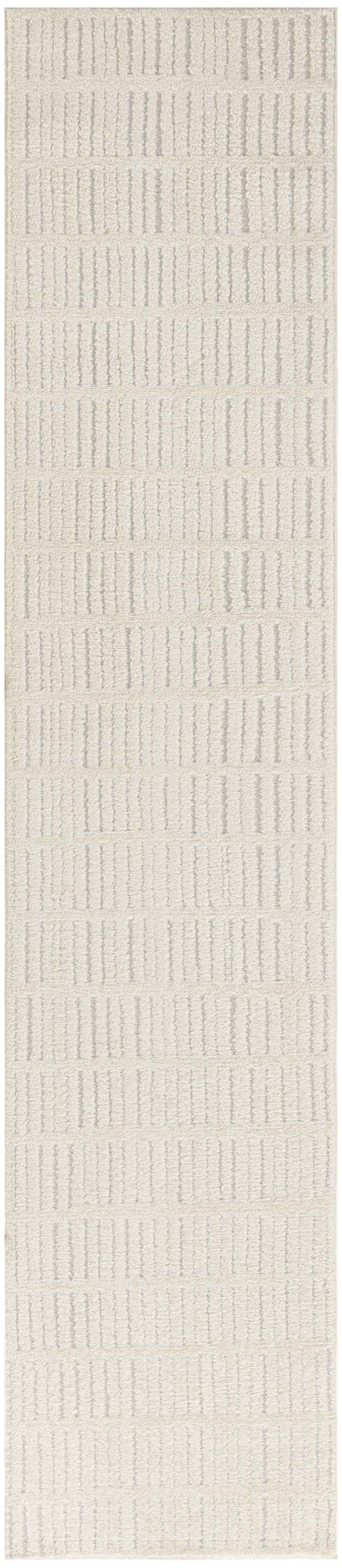 10' Ivory and Gray Geometric Runner Rug