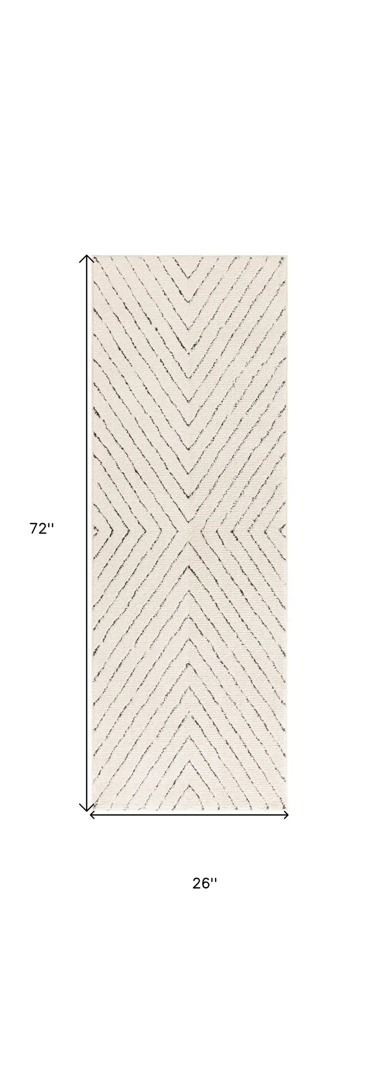 6' Ivory and Black Geometric Runner Rug