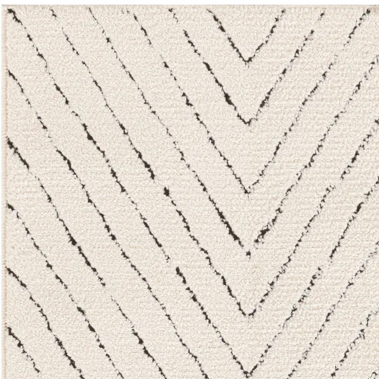 6' Ivory and Black Geometric Runner Rug