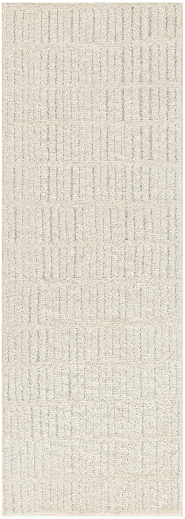6' Ivory and Gray Geometric Runner Rug