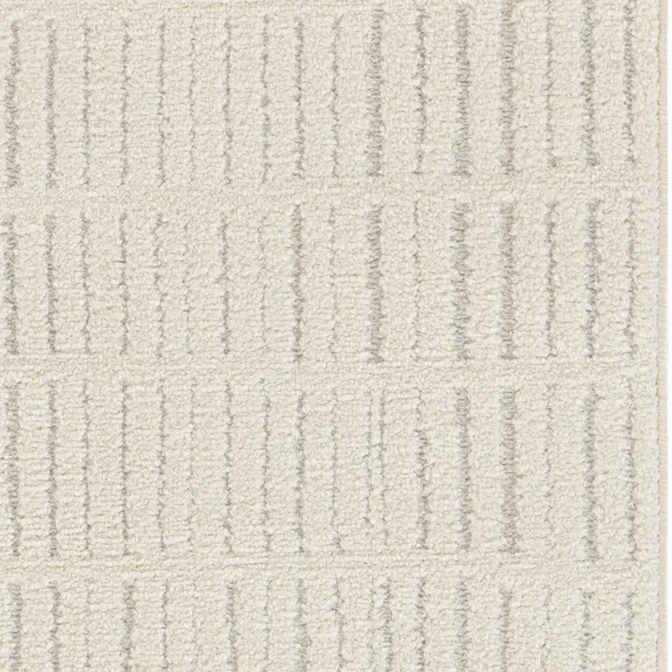 6' Ivory and Gray Geometric Runner Rug