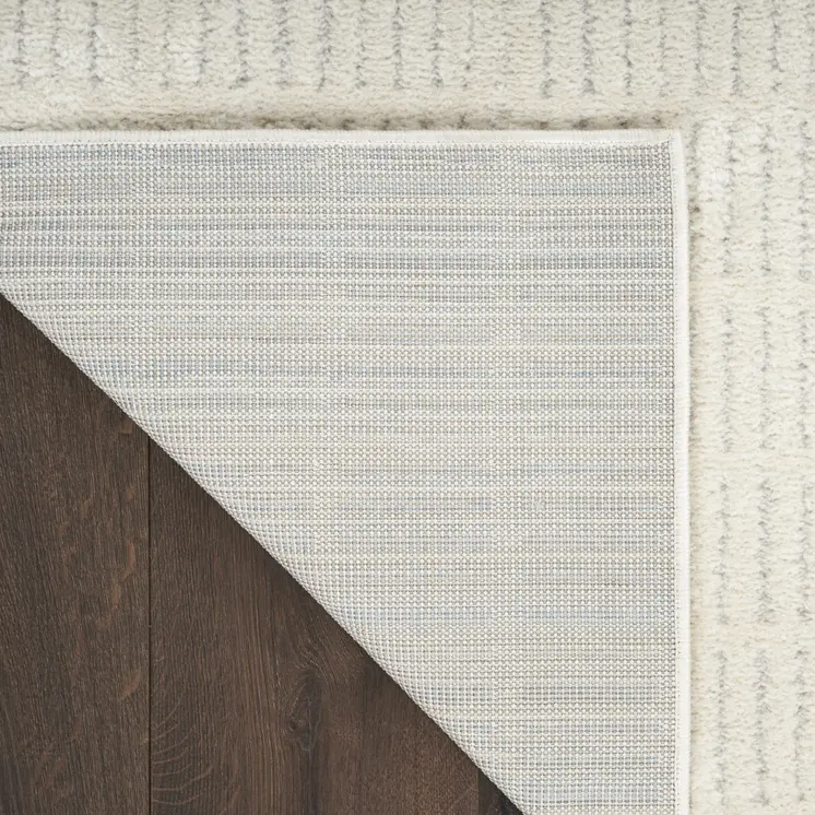 6' Ivory and Gray Geometric Runner Rug