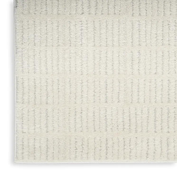 6' Ivory and Gray Geometric Runner Rug