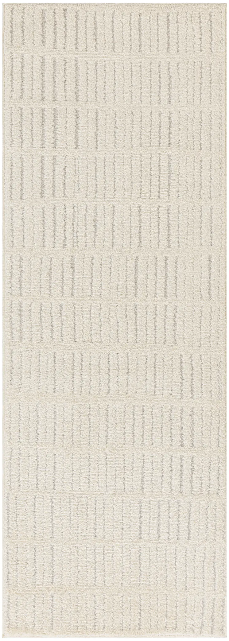 6' Ivory and Gray Geometric Runner Rug