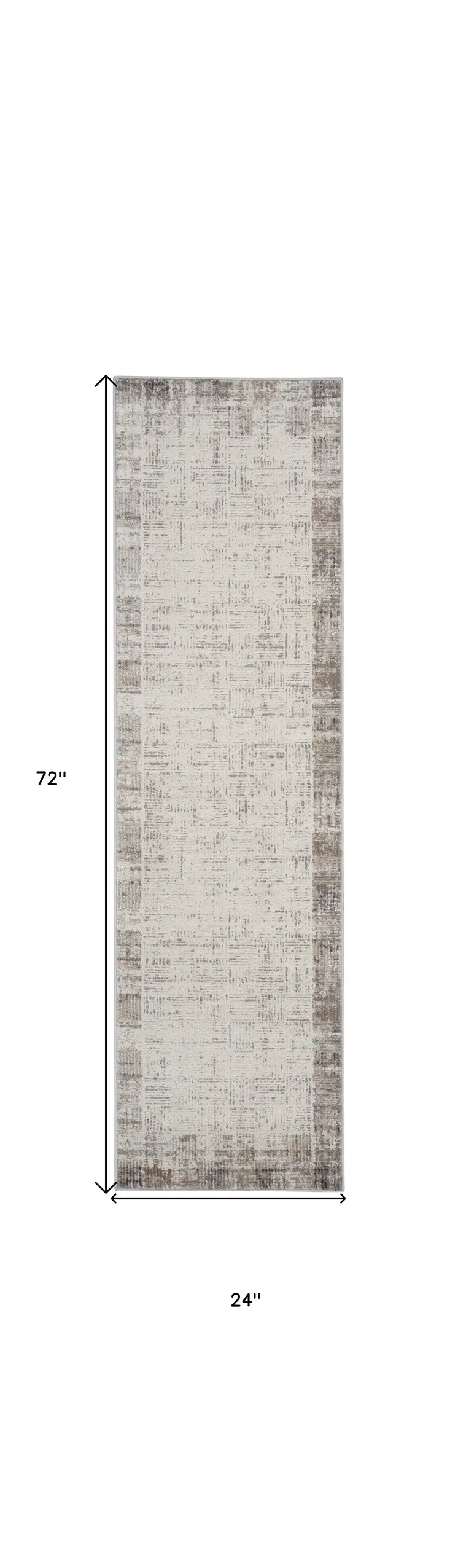 6' Ivory and Gray Abstract Runner Rug