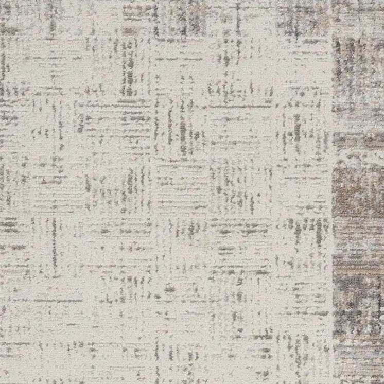 8' Ivory and Gray Abstract Runner Rug