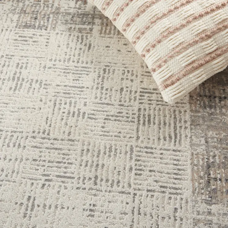 4' X 6' Ivory and Gray Abstract Area Rug