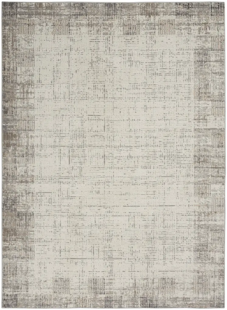 5' X 7' Ivory and Gray Abstract Area Rug