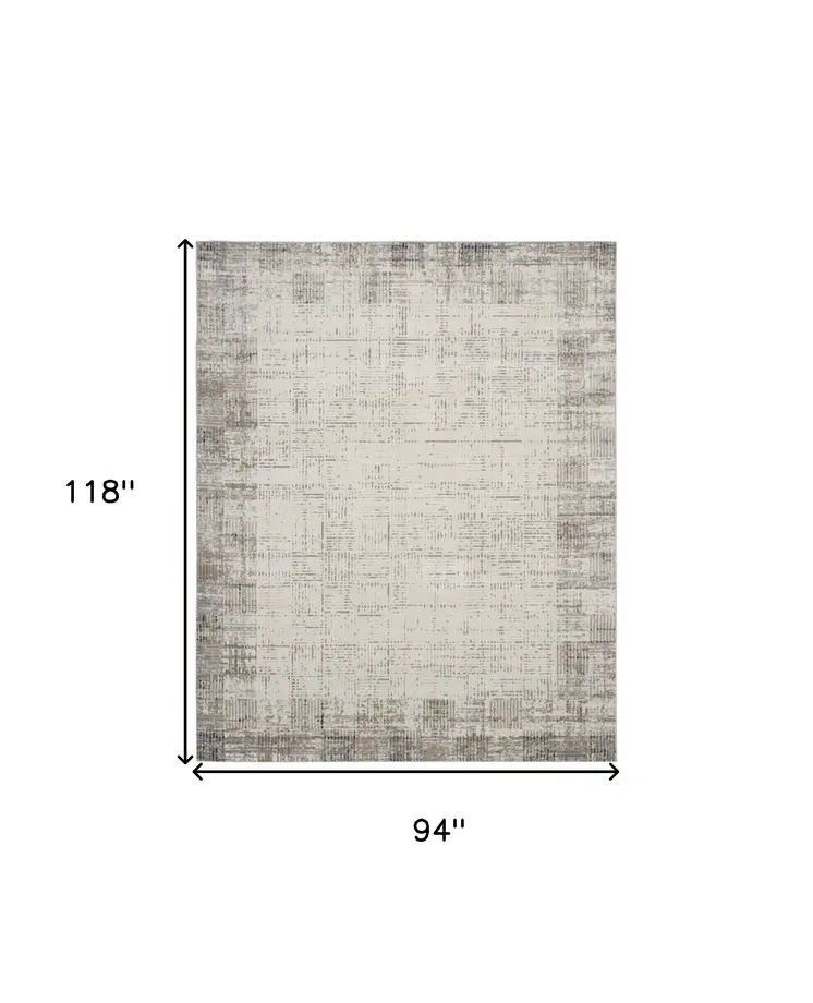 8' X 10' Ivory and Gray Abstract Area Rug