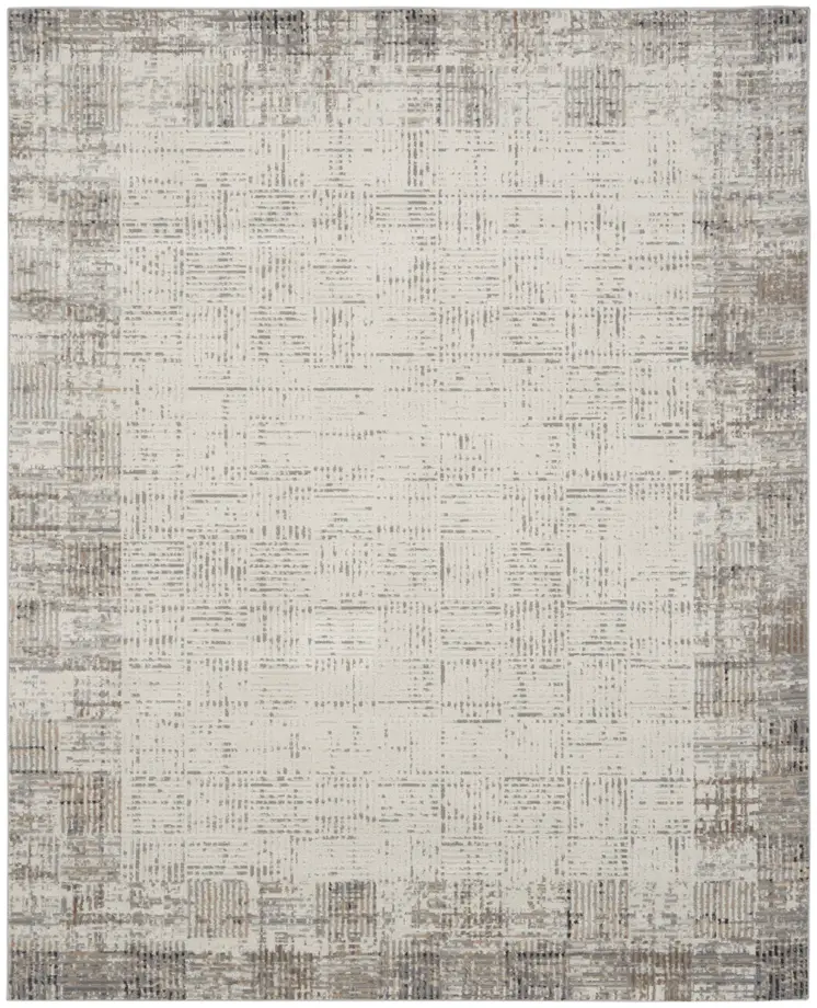 9' X 12' Ivory and Gray Abstract Area Rug