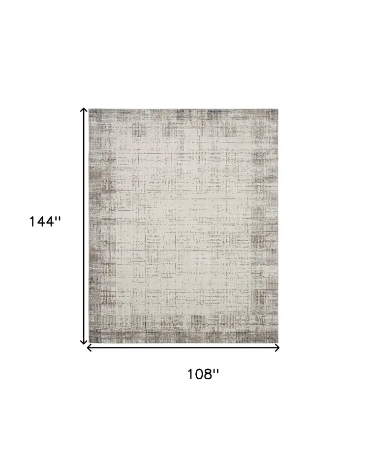 9' X 12' Ivory and Gray Abstract Area Rug