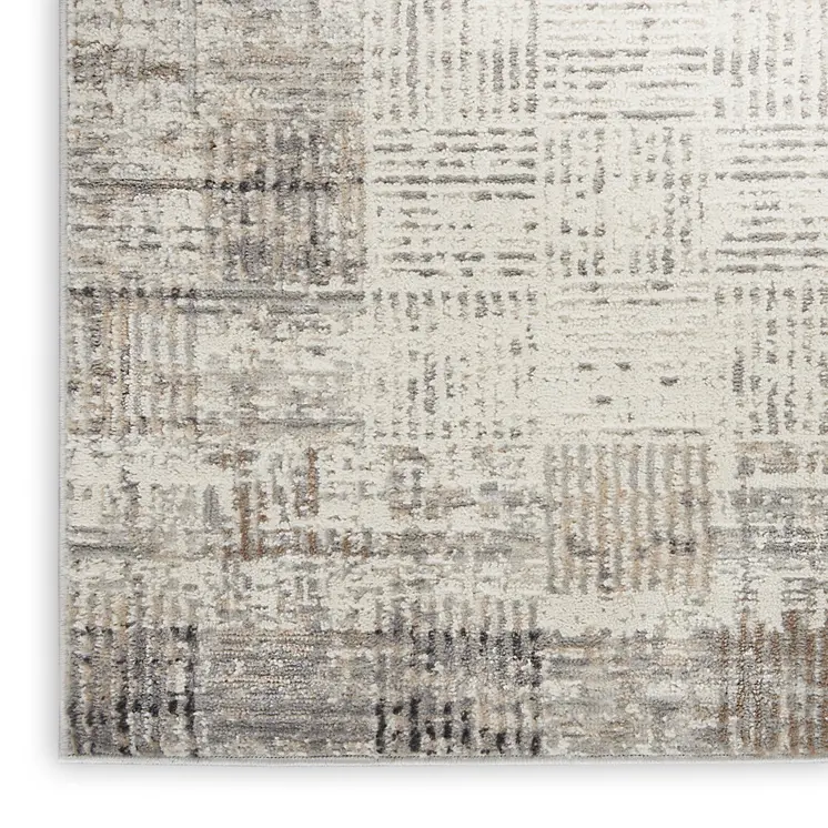 9' X 12' Ivory and Gray Abstract Area Rug
