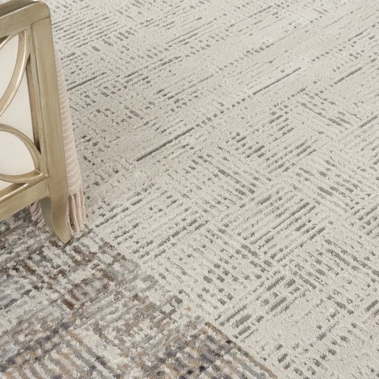 9' X 12' Ivory and Gray Abstract Area Rug