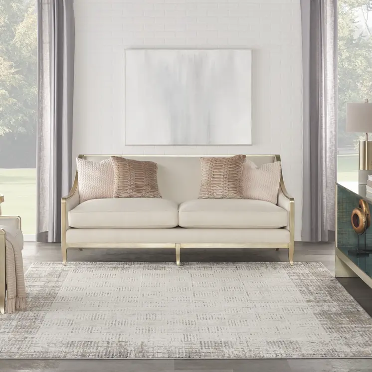 9' X 12' Ivory and Gray Abstract Area Rug