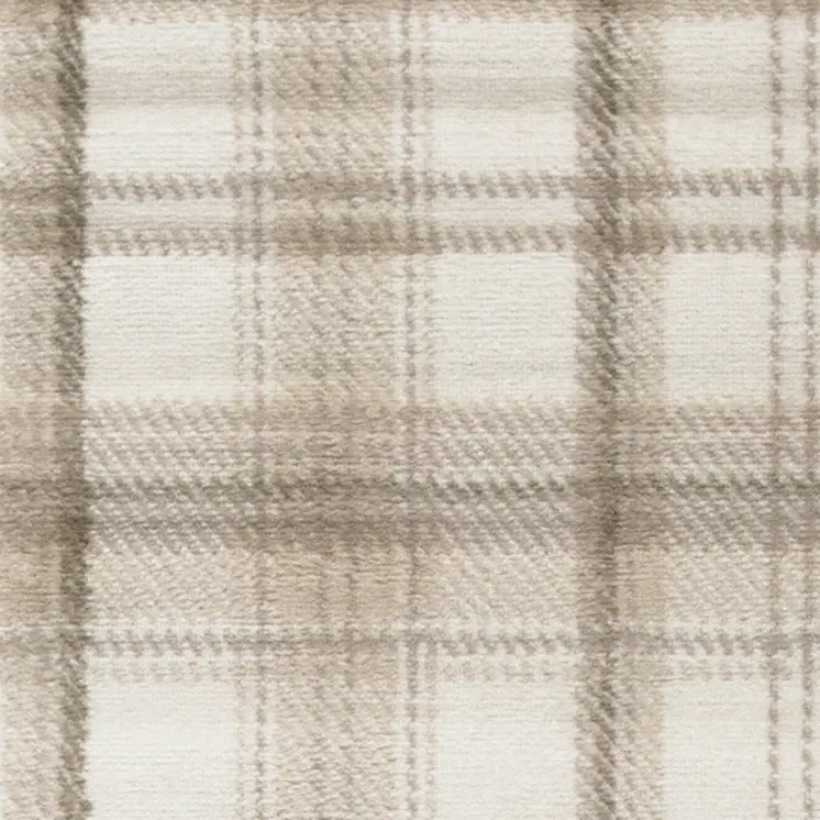 10' Ivory Plaid Power Loom Runner Rug