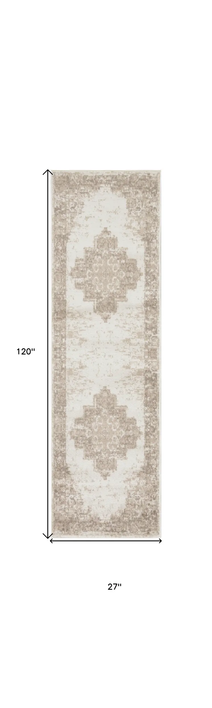 10' Ivory Floral Power Loom Runner Rug