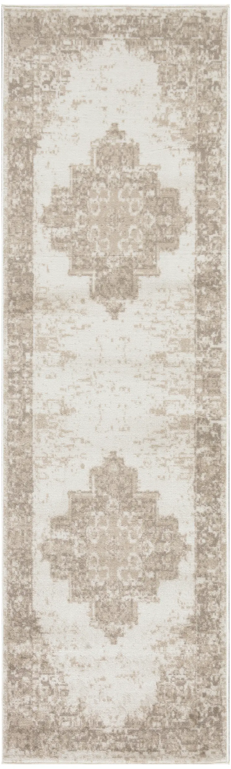 10' Ivory Floral Power Loom Runner Rug