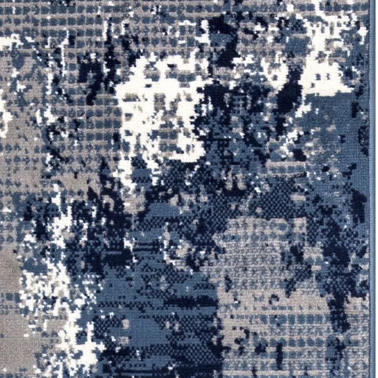 10' Blue Abstract Power Loom Runner Rug