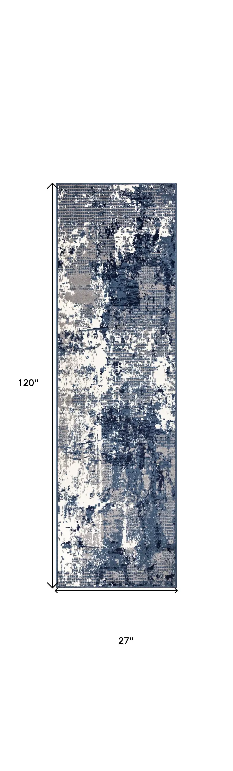 10' Blue Abstract Power Loom Runner Rug