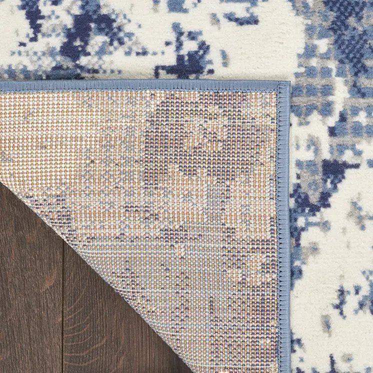 10' Blue Abstract Power Loom Runner Rug