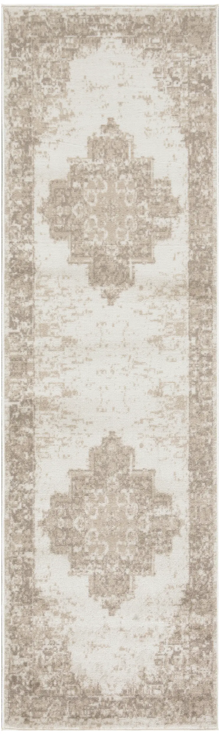 12' Ivory Floral Power Loom Runner Rug