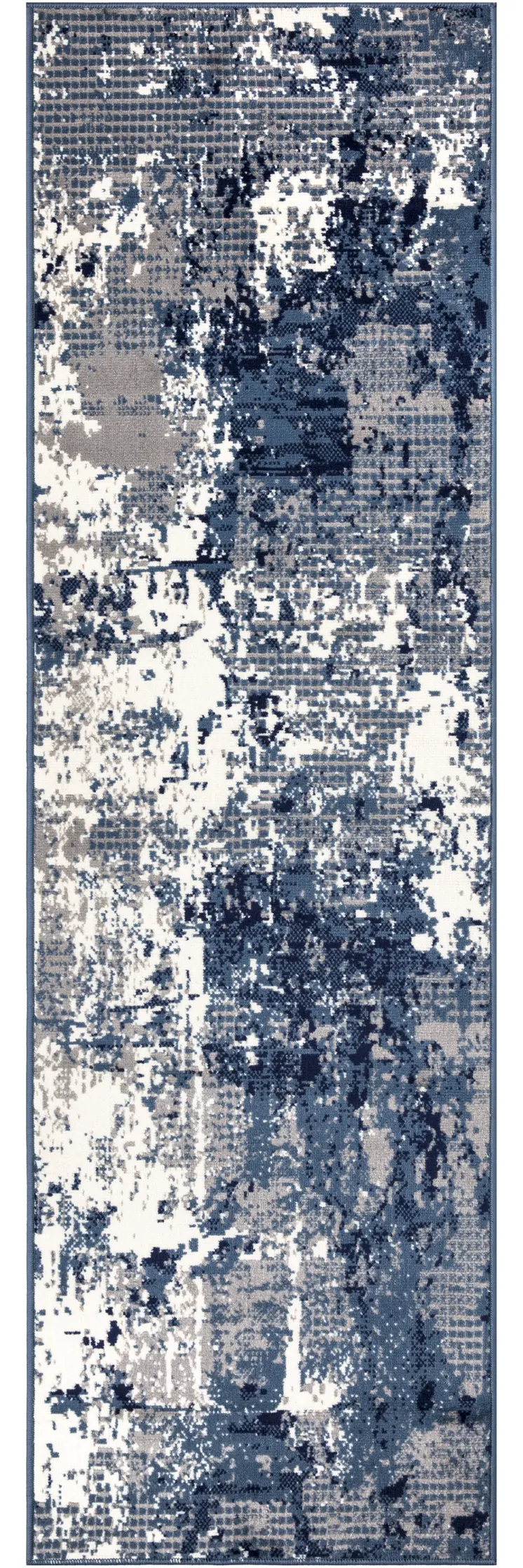 12' Blue Abstract Power Loom Runner Rug