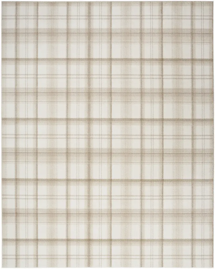 4' X 6' Ivory Plaid Power Loom Area Rug